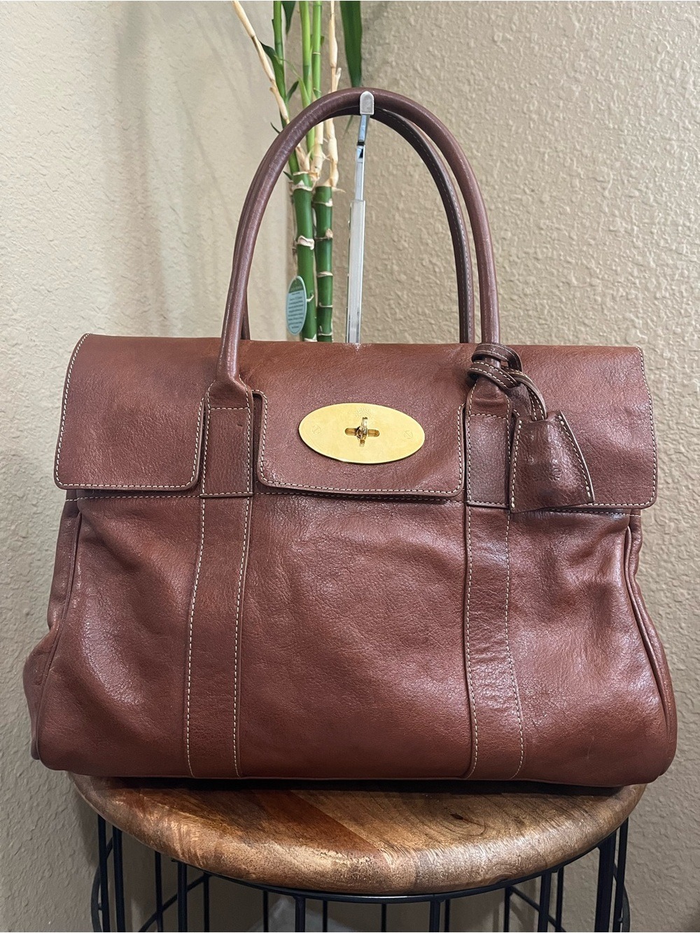 Mulberry Brown Leather Bayswater Satchel with Gold Hardware